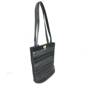 Salvatore Ferragamo Suede Gancini Black Mesh Tote Bag